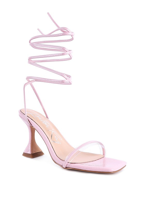 Spool Heel Lace Up Sandals