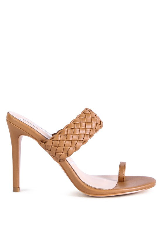 Woven Strap Toe Ring Heel Sandals