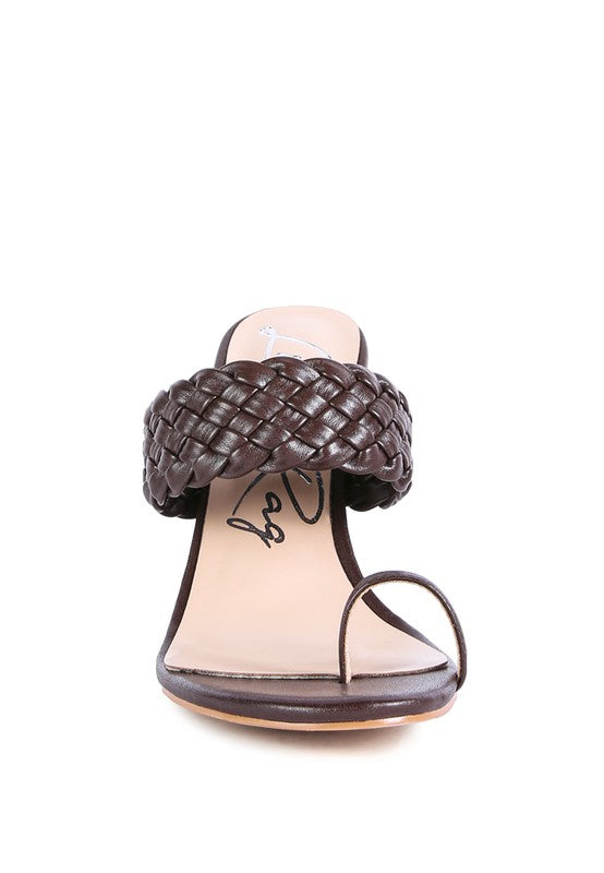 Woven Strap Toe Ring Heel Sandals