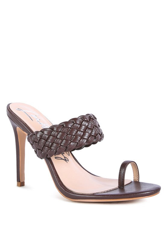 Woven Strap Toe Ring Heel Sandals