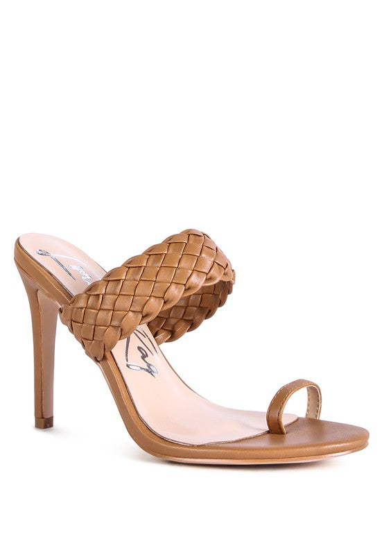 Woven Strap Toe Ring Heel Sandals