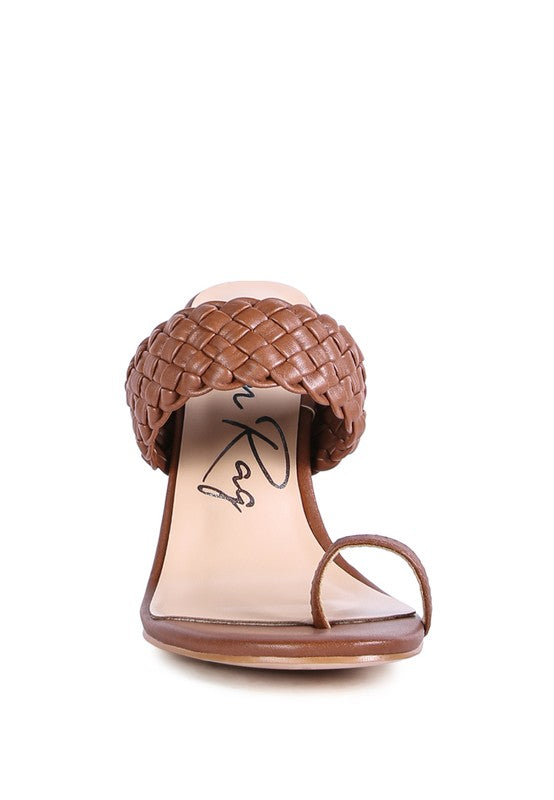 Woven Strap Toe Ring Heel Sandals