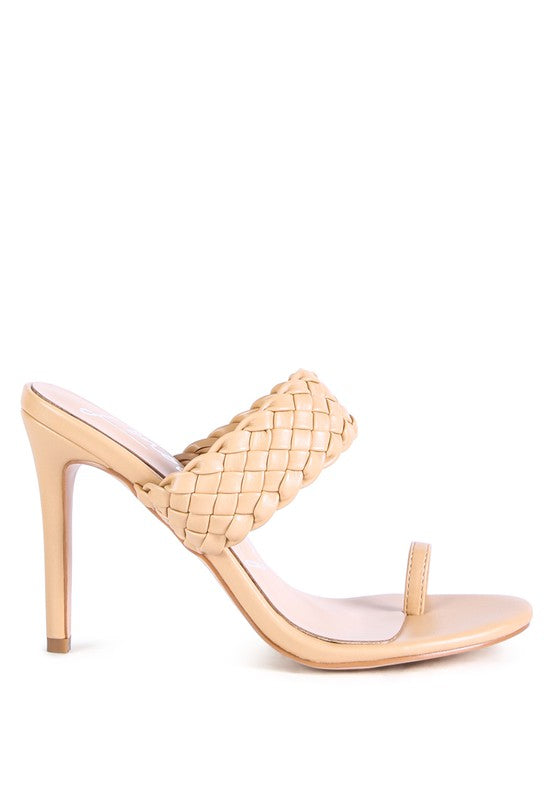 Woven Strap Toe Ring Heel Sandals