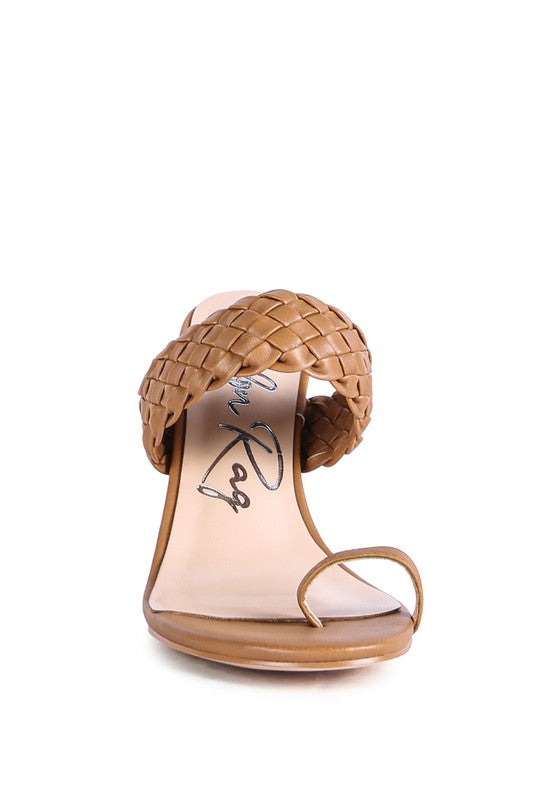 Woven Strap Toe Ring Heel Sandals