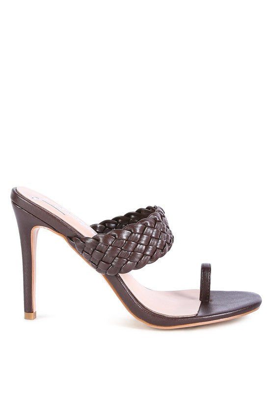 Woven Strap Toe Ring Heel Sandals