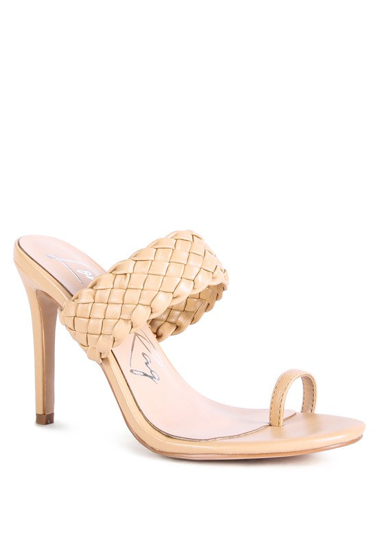 Woven Strap Toe Ring Heel Sandals