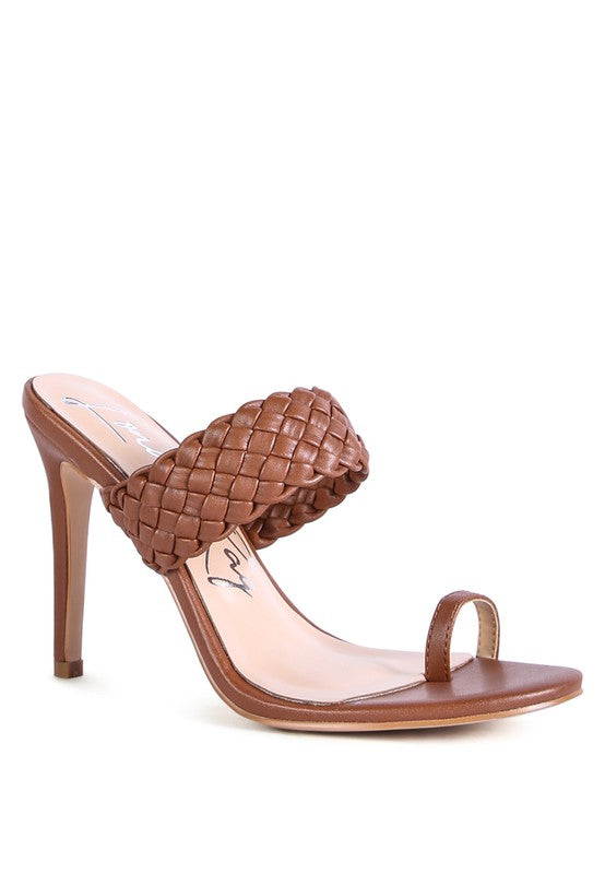 Woven Strap Toe Ring Heel Sandals