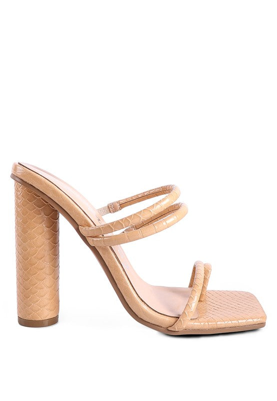 High Block Heeled Croc Sandals