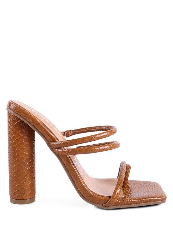 High Block Heeled Croc Sandals