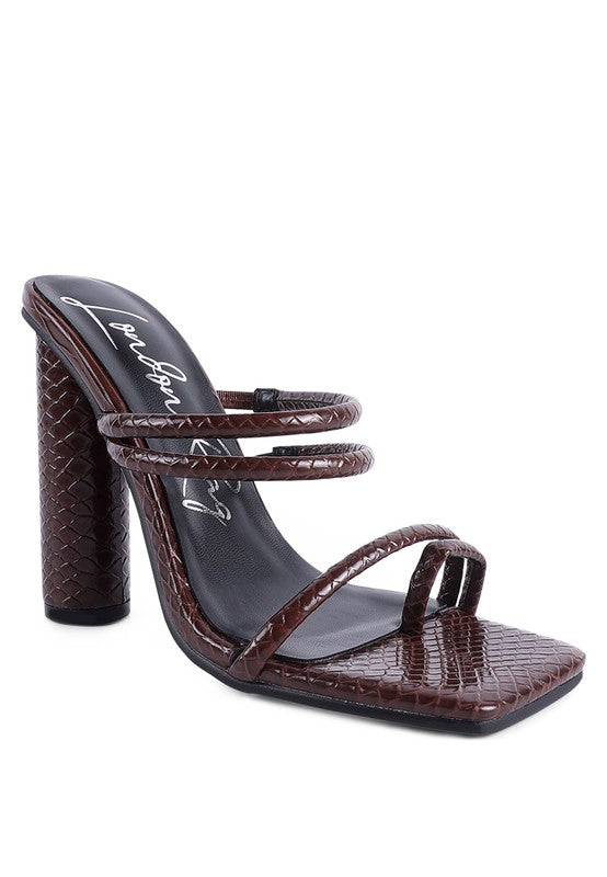 High Block Heeled Croc Sandals