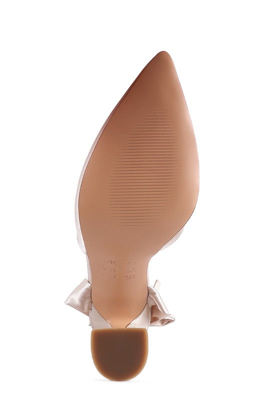 Satin Lace-Up Heel Pumps