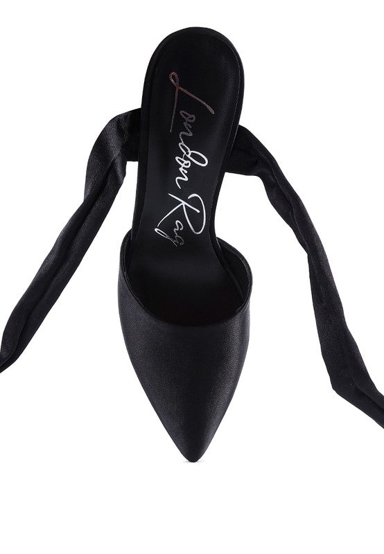 Satin Lace-Up Heel Pumps