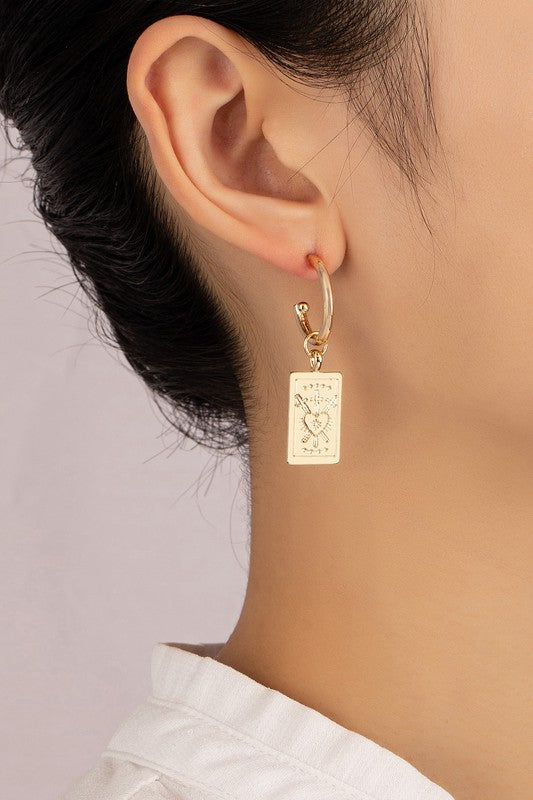 Rectangle Charm Hoop Earrings