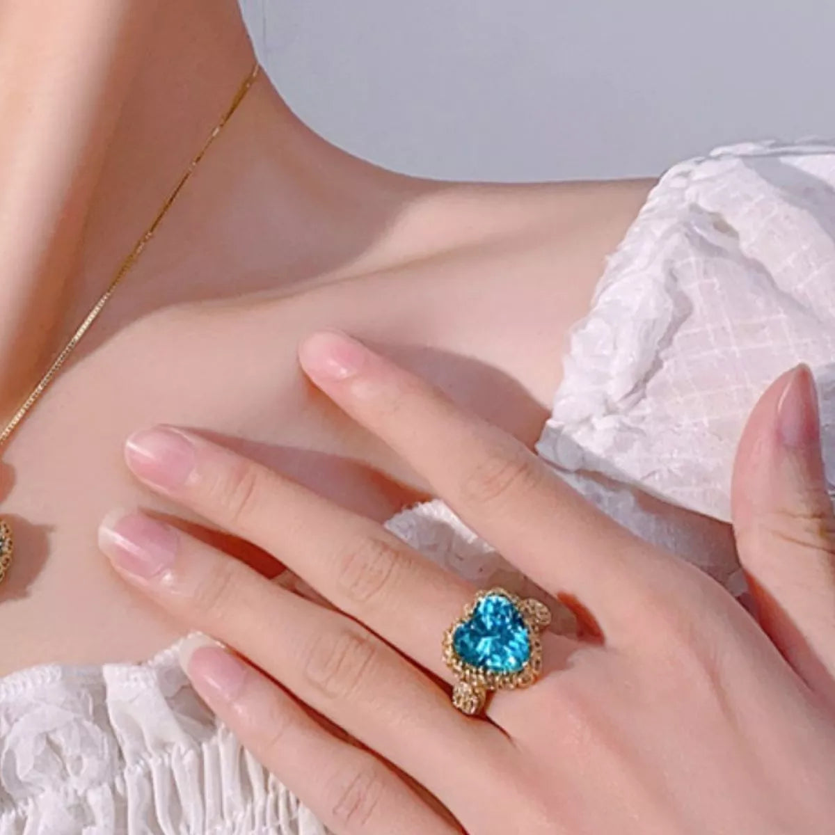 18K Gold-Plated Heart-Shaped Ring - alternate ring view