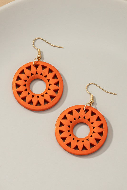 Wooden Cutout Drop Earrings