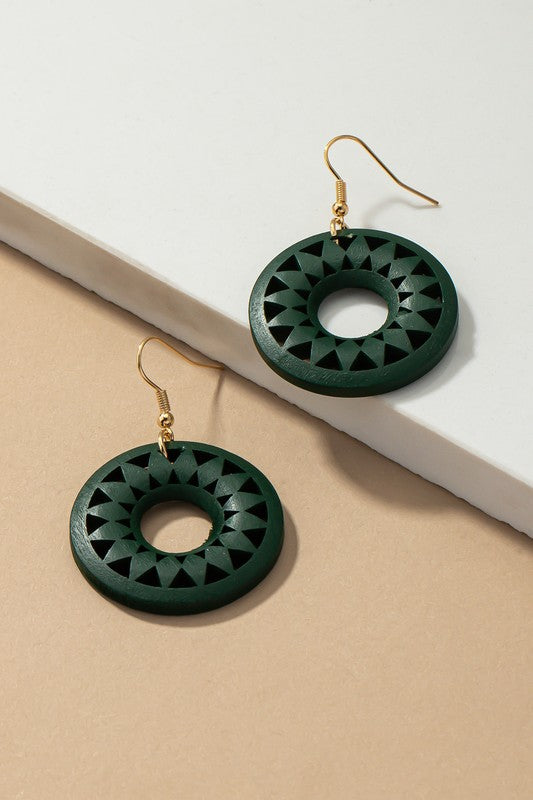 Wooden Cutout Drop Earrings