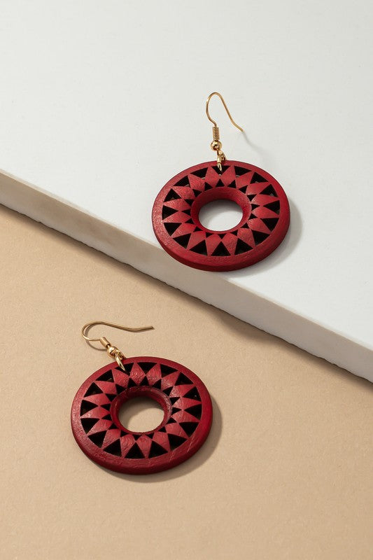 Wooden Cutout Drop Earrings