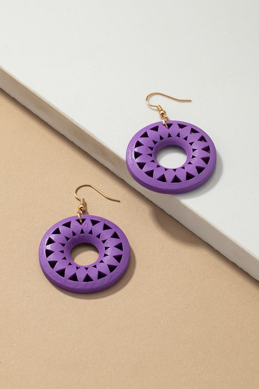 Wooden Cutout Drop Earrings