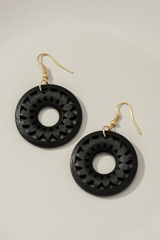 Wooden Cutout Drop Earrings