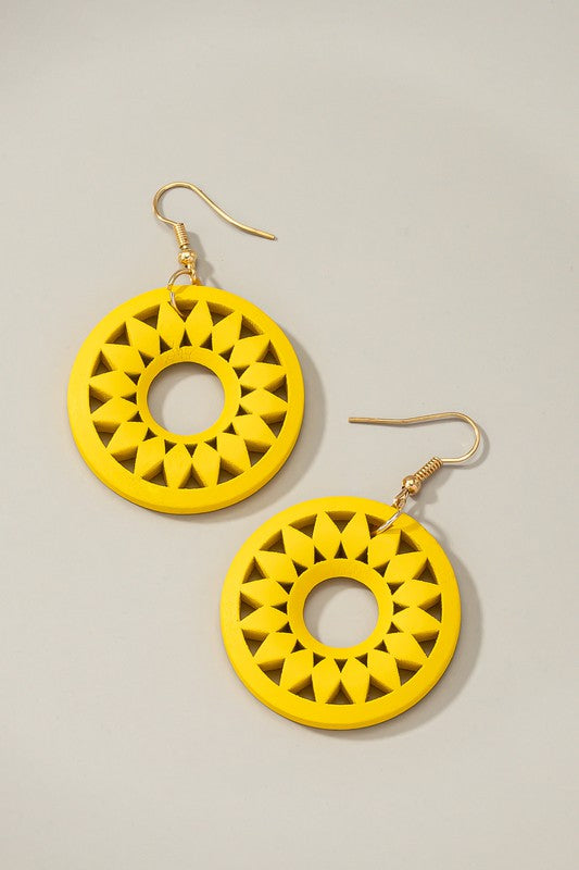 Wooden Cutout Drop Earrings