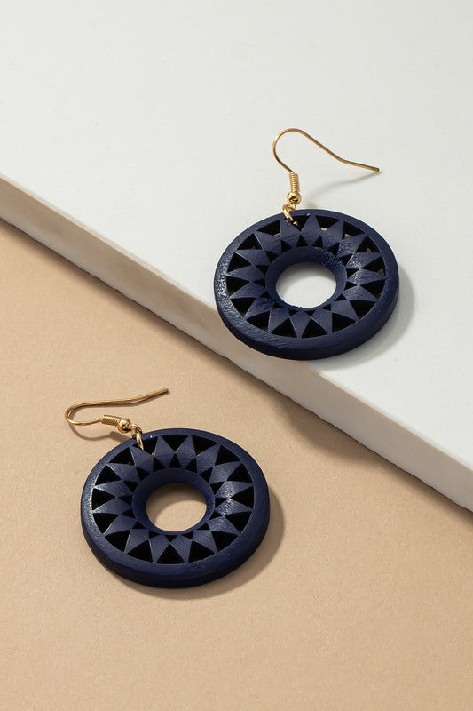 Wooden Cutout Drop Earrings