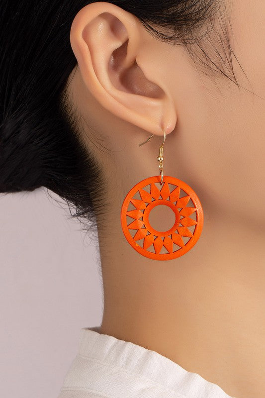 Wooden Cutout Drop Earrings