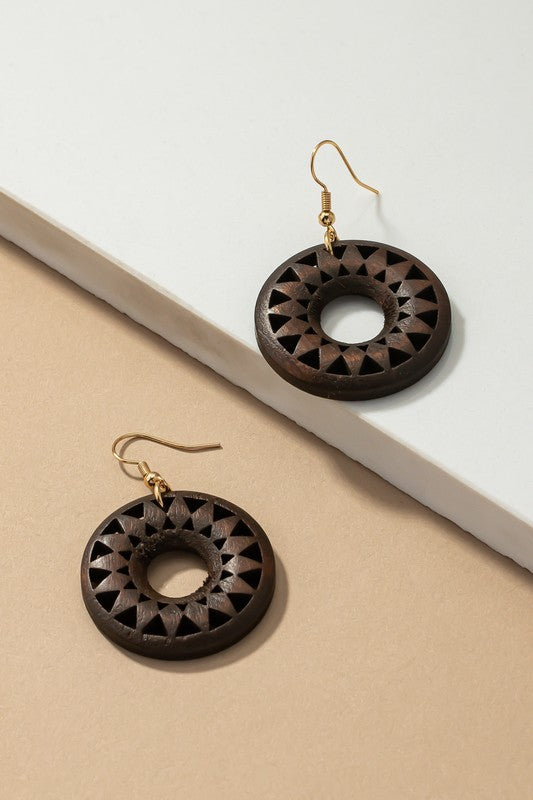 Wooden Cutout Drop Earrings