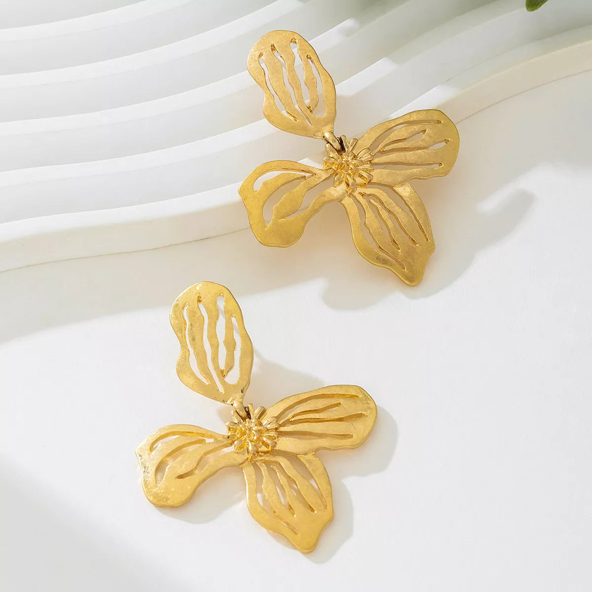 18K Gold-Plated Butterfly Flower Statement Earrings in Golden - women's earrings