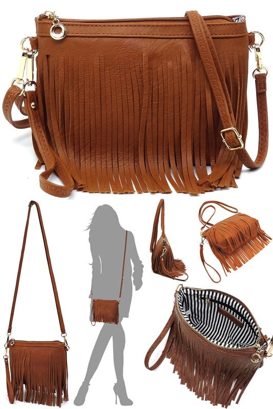 Fringe Clutch Crossbody Bag