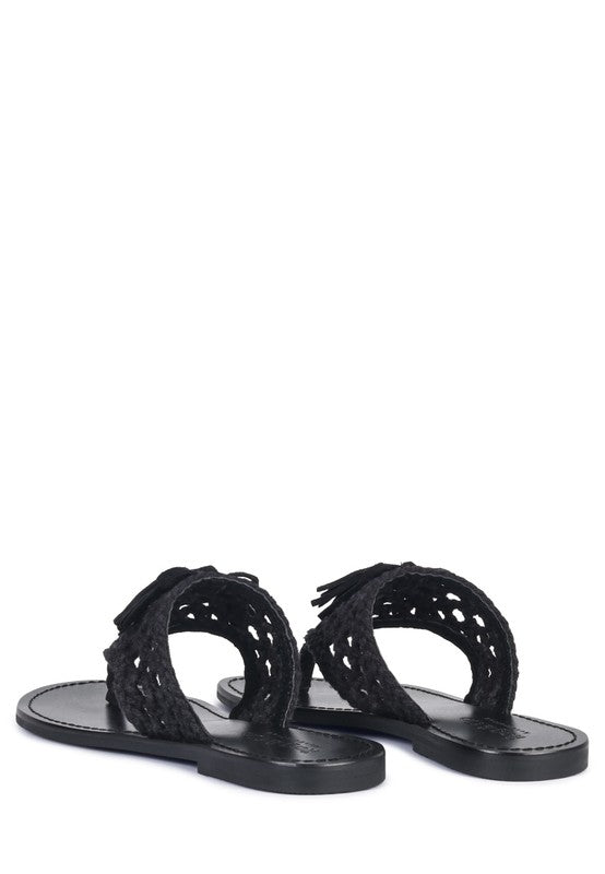 Suede Tassel Thong Sandals