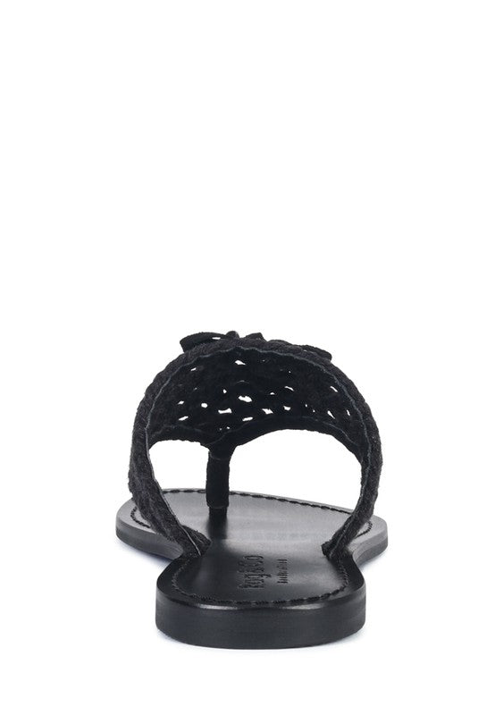 Suede Tassel Thong Sandals