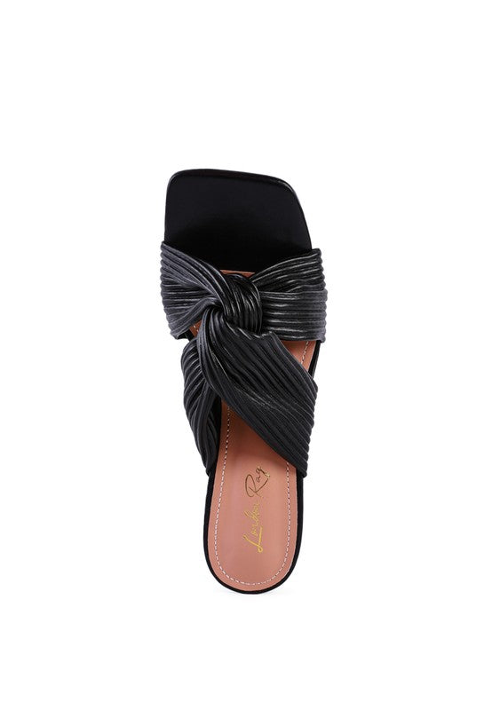 Cross Pleated Strap Sandals