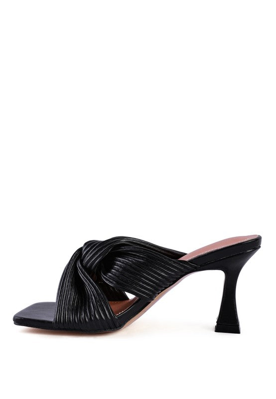 Cross Pleated Strap Sandals