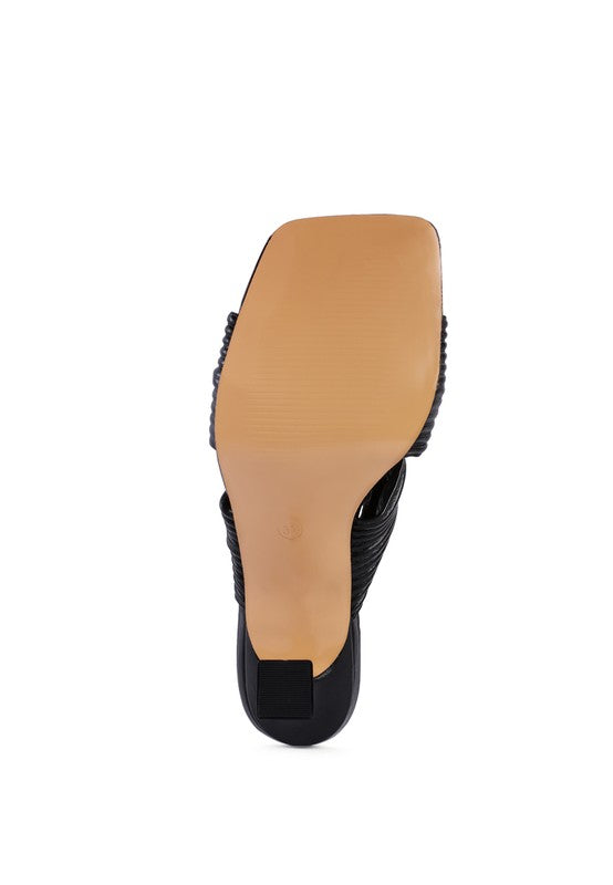 Cross Pleated Strap Sandals