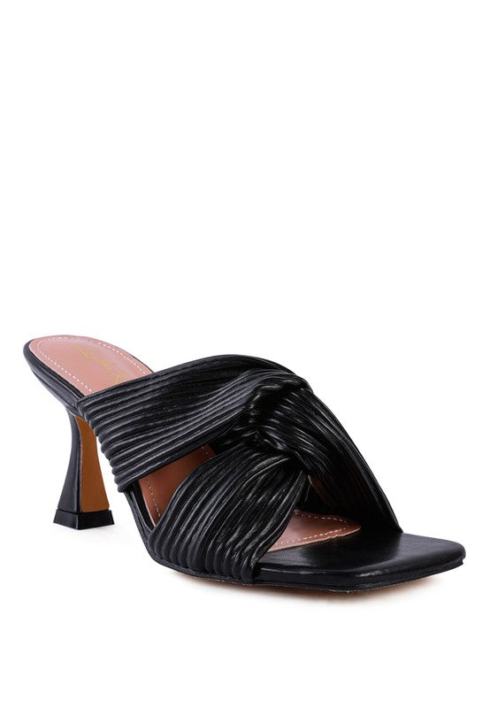 Cross Pleated Strap Sandals