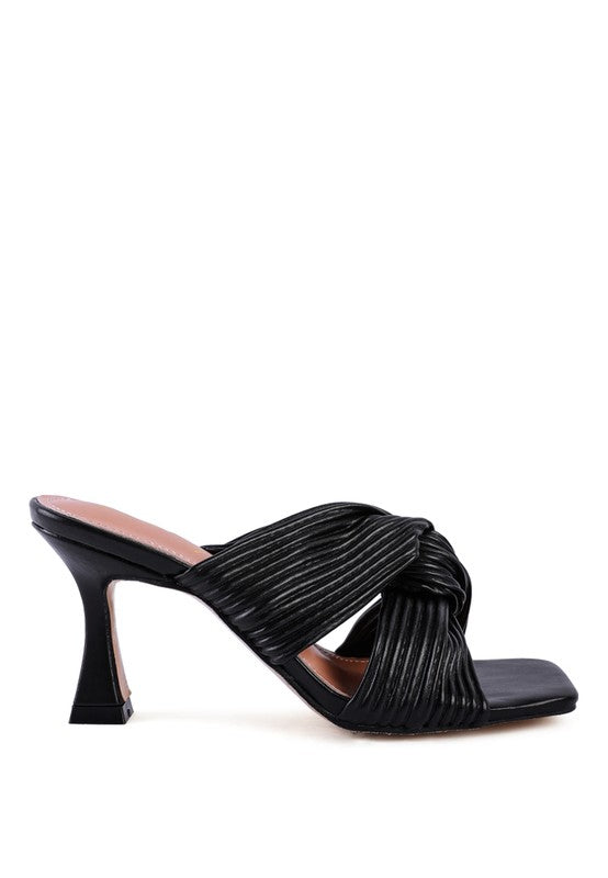 Cross Pleated Strap Sandals
