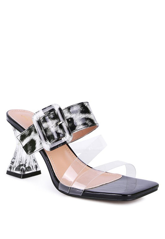 Clear Spool Heel Sandals