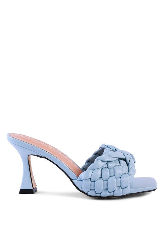 Woven Strap Mid Heel Sandals