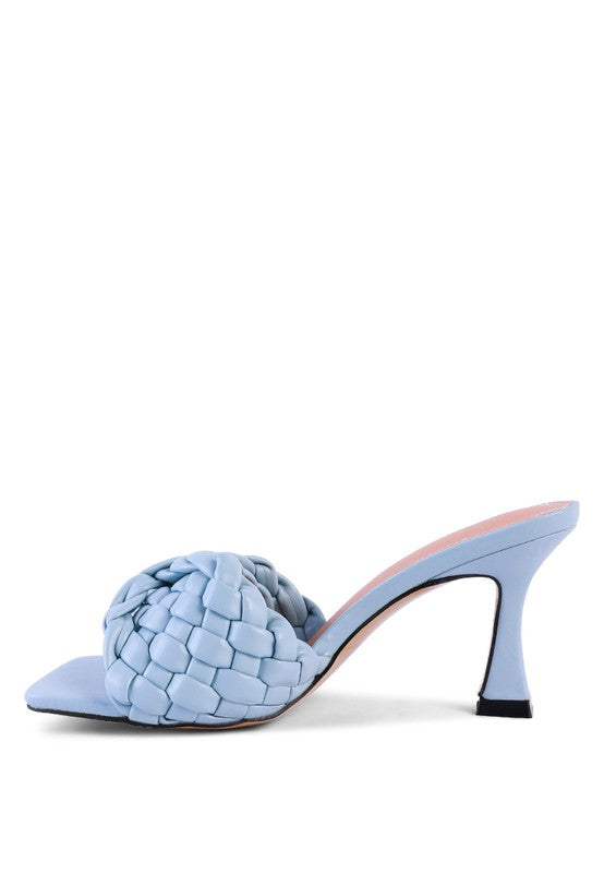 Woven Strap Mid Heel Sandals