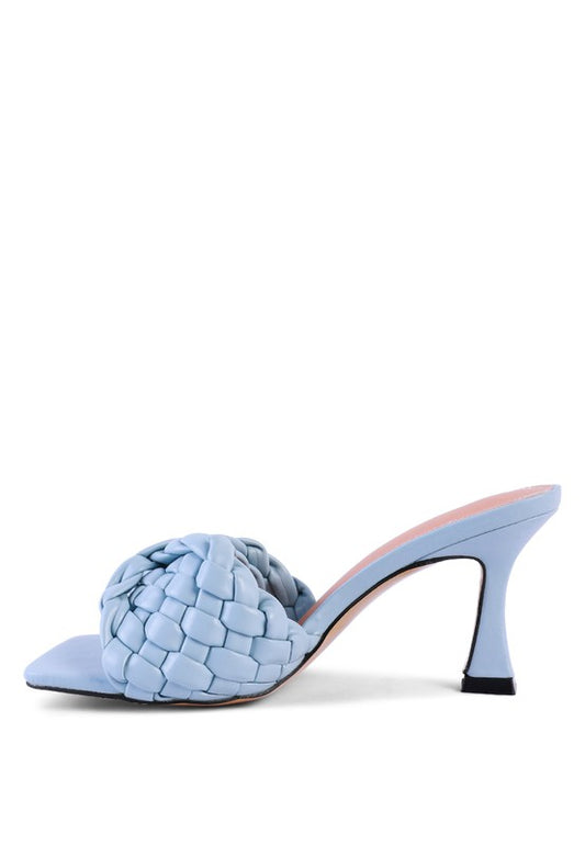 Woven Strap Mid Heel Sandals