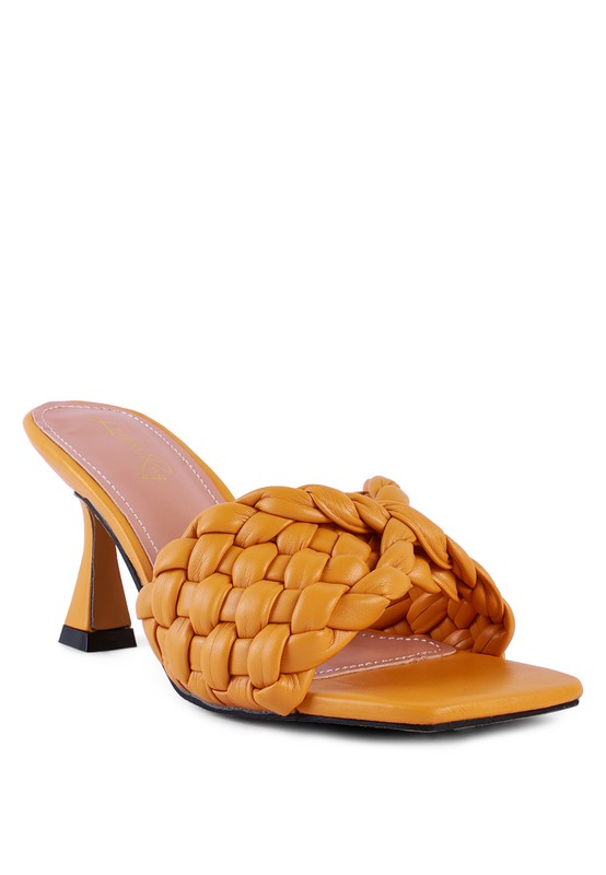 Woven Strap Mid Heel Sandals