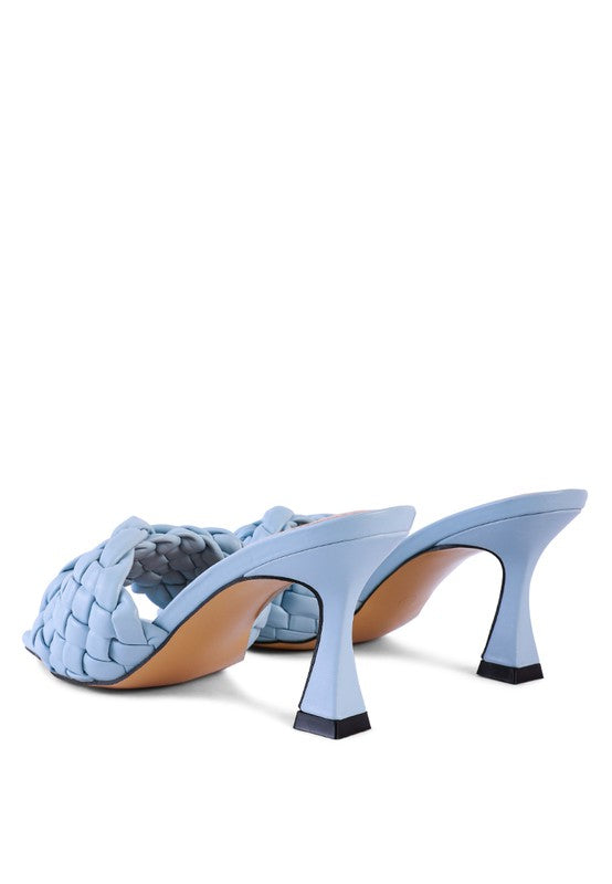 Woven Strap Mid Heel Sandals