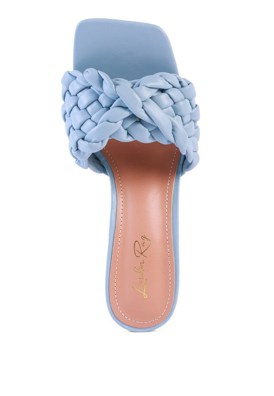 Woven Strap Mid Heel Sandals