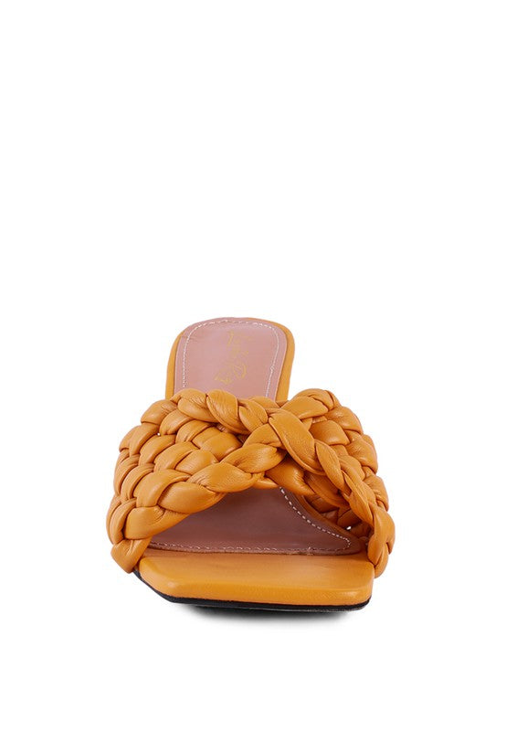 Woven Strap Mid Heel Sandals