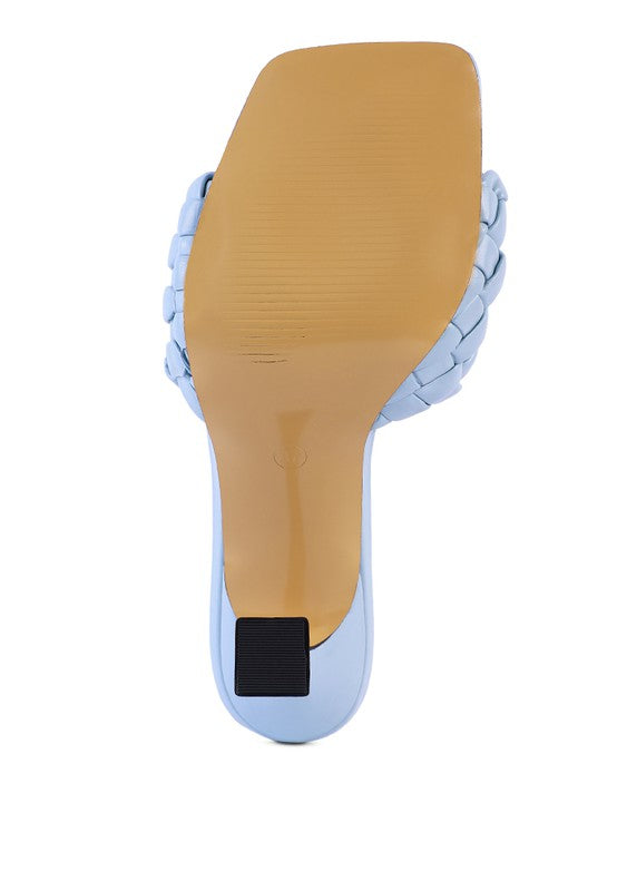 Woven Strap Mid Heel Sandals