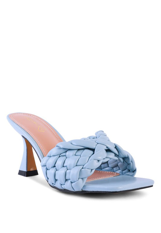Woven Strap Mid Heel Sandals
