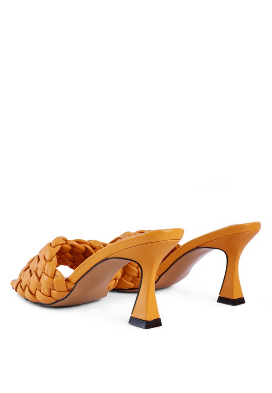 Woven Strap Mid Heel Sandals
