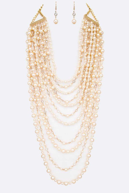 Pearl Strand Layered Necklace Set