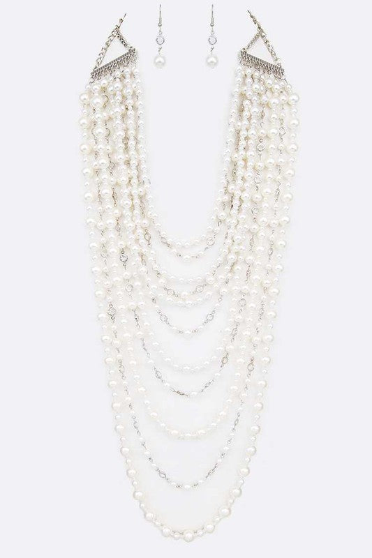 Pearl Strand Layered Necklace Set