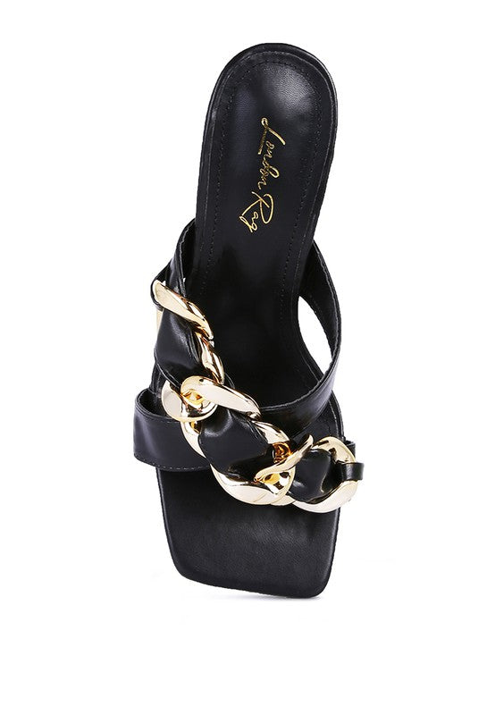 Link Chain Embellished Sandals